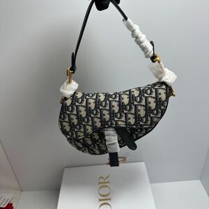 Dior Black and Cream Saddle Shoulder Bag